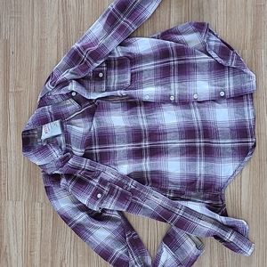 Purple plaid long sleeve top size small